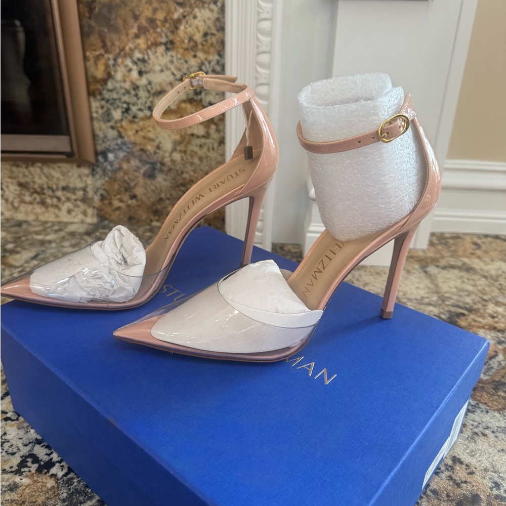 Stuart Weitzman Nude and Clear Heels - Picture 4 of 5